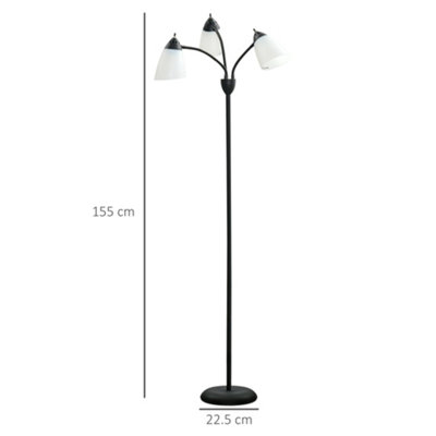 HOMCOM Tree Floor Lamp with 3 Adjustable Light, Industrial Standing Lamp, Black