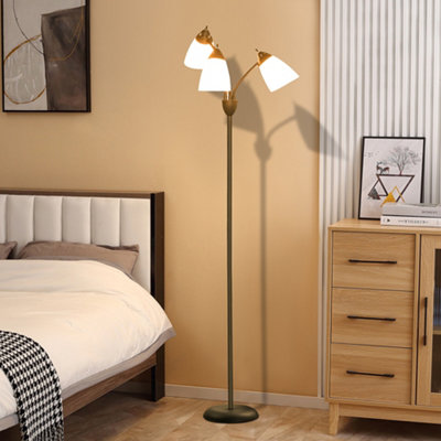 HOMCOM Tree Floor Lamp with 3 Adjustable Light, Industrial Standing Lamp, Black