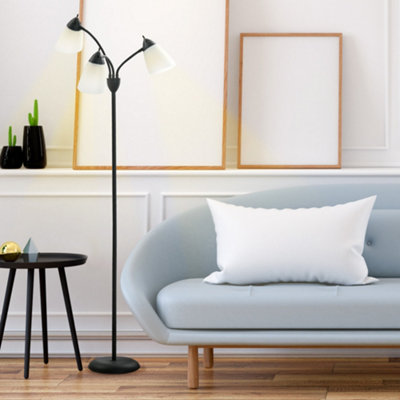 HOMCOM Tree Floor Lamp with 3 Adjustable Light, Industrial Standing Lamp, Black