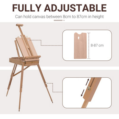 HOMCOM Tripod Art Easel Wooden Drawing Board Workstation Folding French ...