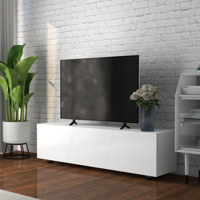 White gloss tv unit deals with storage