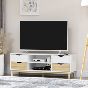 HOMCOM TV Cabinet Stand with 4 Drawers and Storage Shelf for Living Room