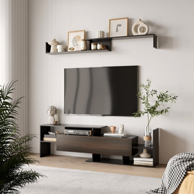 Tv console on sale open shelves