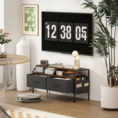 Rattan Tv Stand With 3 Cabinets & 2 Drawers, Rattan Inspired Media Con - Foto 6