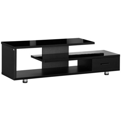 HOMCOM TV Stand for TVs up to 45" TV Cabinet W/ Storage Drawer High Gloss Black