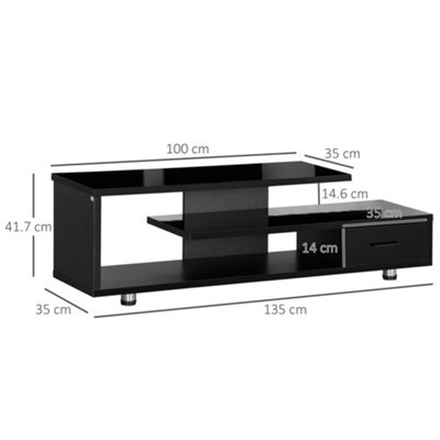 HOMCOM TV Stand for TVs up to 45" TV Cabinet W/ Storage Drawer High Gloss Black