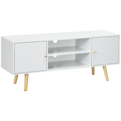 HOMCOM TV Unit Cabinet for TVs up to 55 Inches W/ Shelves and Cupboards, White