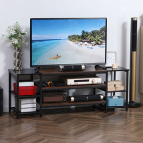 HOMCOM TV Unit Cabinet for TVs up to 60Inches with Shelves Brown and Black
