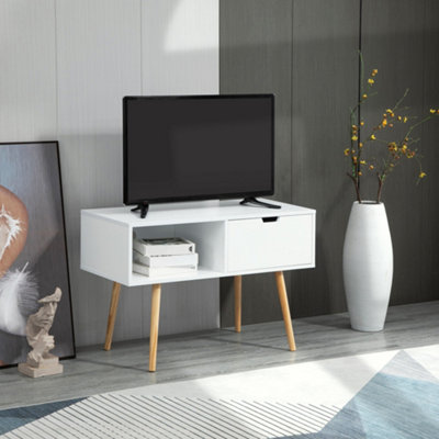 White tv console table deals with storage