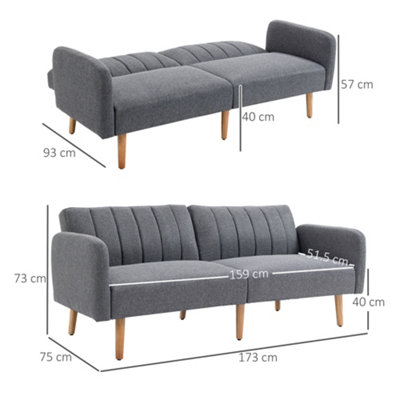 HOMCOM Two Seater Sofa Bed w/ Adjustable Backrest for Living Room, Guest Room