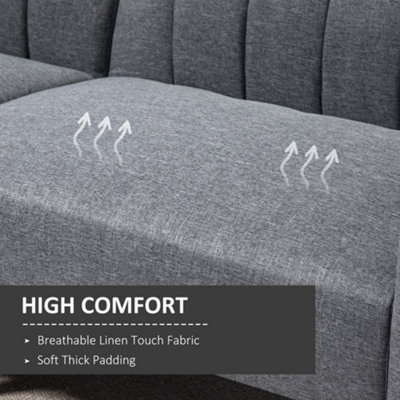 HOMCOM Two Seater Sofa Bed w/ Adjustable Backrest for Living Room, Guest Room