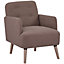 HOMCOM Upholstered Armchair, Nature Wood Frame Living Room Chairs with Birch Wood Legs & Thick Padding Seat, Brown