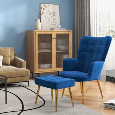 Blue wingback accent online chair