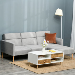 HOMCOM Upholstered Sofa bed Reversible Sectional Sofa Set linen-Touch Sleeper
