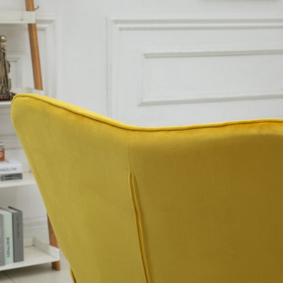 HOMCOM Upholstered Tufted Wingback Armchair with Seat Padding, Yellow