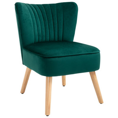 HOMCOM Velvet Accent Chair Occasional Tub Chair for Living Room Bedroom Green