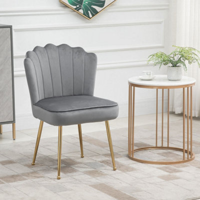 Grey shell chair cheap with silver legs