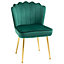 HOMCOM Velvet-Feel Shell Luxe Accent Chair, Glam Vanity Makeup Seat, Home Bedroom Lounge, Green