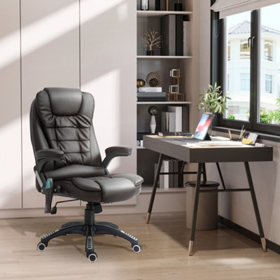 HOMCOM Vibrating Heated Massage Office Chair with Reclining Function, Brown