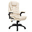 HOMCOM Vibrating Massage Heat Executive Home Office Chair Faux Leather Computer Swivel Recliner High Back for Adult, Beige