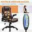 HOMCOM Vibrating Massage Heat Executive Home Office Chair Faux Leather Computer Swivel Recliner High Back for Adult, Brown