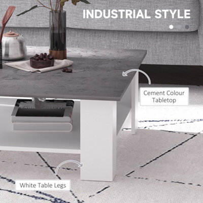 HOMCOM Vintage Coffee Table Square 2 Tier Side End Desk Indoor Living Room