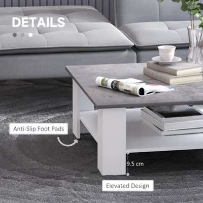 HOMCOM Vintage Coffee Table Square 2 Tier Side End Desk Indoor Living Room
