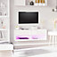 HOMCOM Wall Mount TV Stand W/ LED Lights Media Console with Storage & Cable Hole