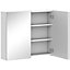 HOMCOM Wall Mounted Bathroom Mirror Storage Cabinet w/ Door Adjustable Shelf