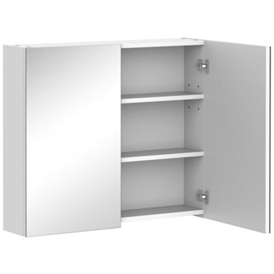HOMCOM Wall Mounted Bathroom Mirror Storage Cabinet w/ Door Adjustable Shelf