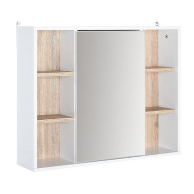 HOMCOM Wall Mounted Bathroom Storage Cabinet w/ Mirrored Door, Adjustable Shelf
