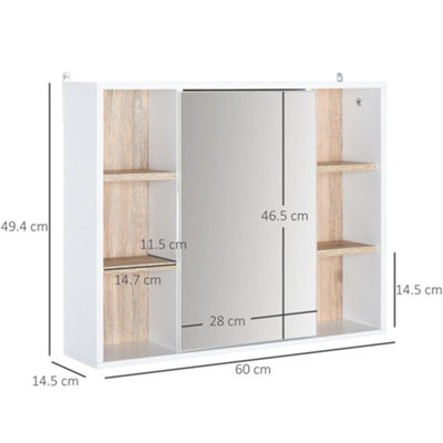 HOMCOM Wall Mounted Bathroom Storage Cabinet w/ Mirrored Door, Adjustable Shelf