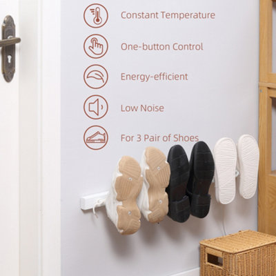 HOMCOM Wall Mounted Electric Shoe Dryer Shoe Warmers for Boots 3 Pairs ...