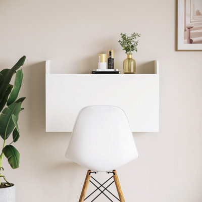 HOMCOM Wall Mounted Table w/ Space Saving Storage Compartments for Home ...