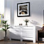 HOMCOM White Painted Radiator Cover Wooden Cabinet Horizontal Slats Modern Style