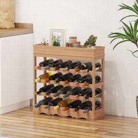 HOMCOM Wine Rack Wooden 24 Bottles Stackable 4-tier Display Shelves