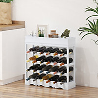 HOMCOM Wine Rack Wooden 4-tier Display Shelves 24 Bottles Top Box