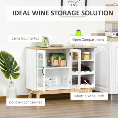 Homcom Wine Cabinet With 4 Bottle Wine Rack, Open Shelf, Acrylic