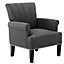 HOMCOM Wing Back Armchair Modern Single Sofa Accent Chair with Upholstered Seat, Rubber Wood Legs, Dark Grey