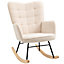 HOMCOM Wingback Rocking Chair for Nursing w/ Steel Frame and Wooden Base Beige