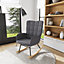 HOMCOM Wingback Rocking Chair for Nursing w/ Steel Frame and Wooden Base Grey