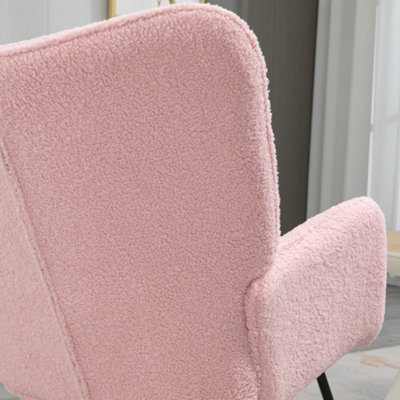 HOMCOM Wingback Rocking Chair for Nursing w/ Steel Frame Pink