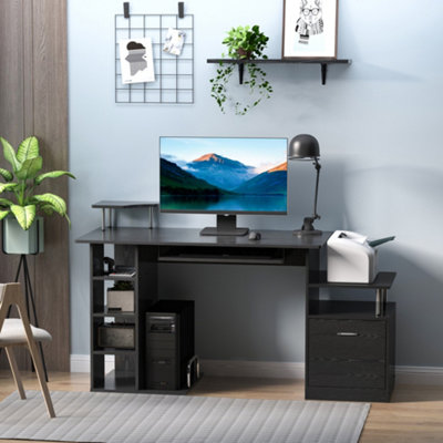 Corner computer desk with deals printer shelf