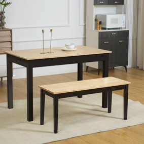 HOMCOM Wood Dining Bench Wooden Bench for 2 People, Black