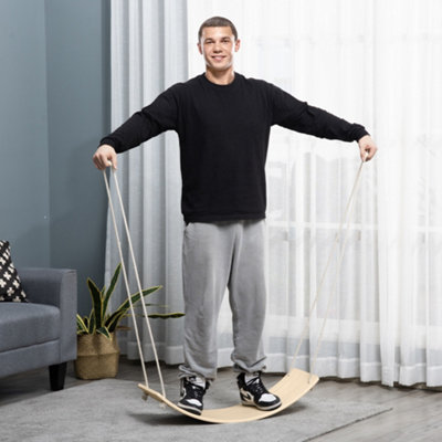 HOMCOM Wood Wobble Board W/ Ropes, Balance Board for Adults