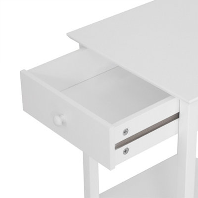 HOMCOM Wooden Bedside Table Cabinet W/ Drawer Shelf Storage End Side White