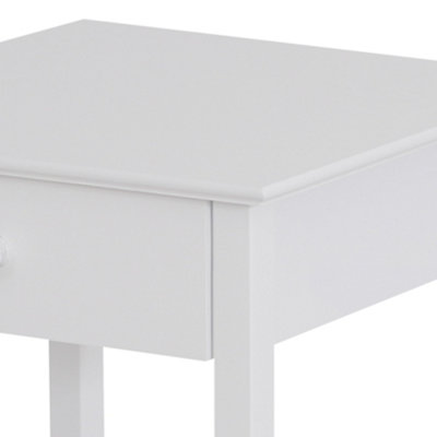 HOMCOM Wooden Bedside Table Cabinet W/ Drawer Shelf Storage End Side White