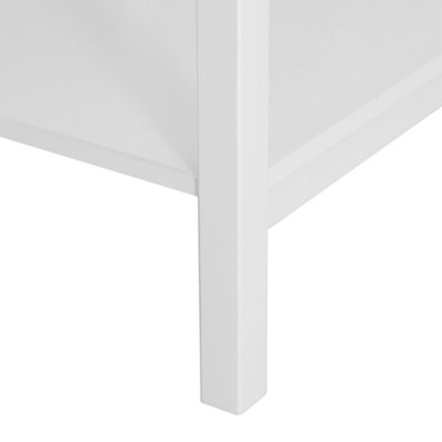 HOMCOM Wooden Bedside Table Cabinet W/ Drawer Shelf Storage End Side White