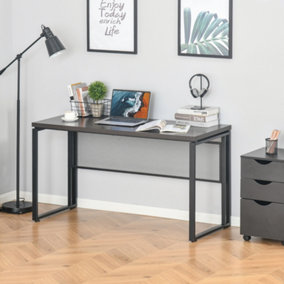 HOMCOM Wooden Computer Desk Study Standing Writing Table with Metal Frame