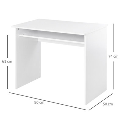 HOMCOM Wooden Computer Desk Writing Table Study Office WorkStation Storage White